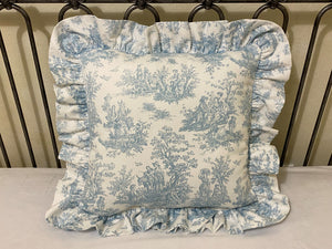 Toile Accent Pillow with Ruffle