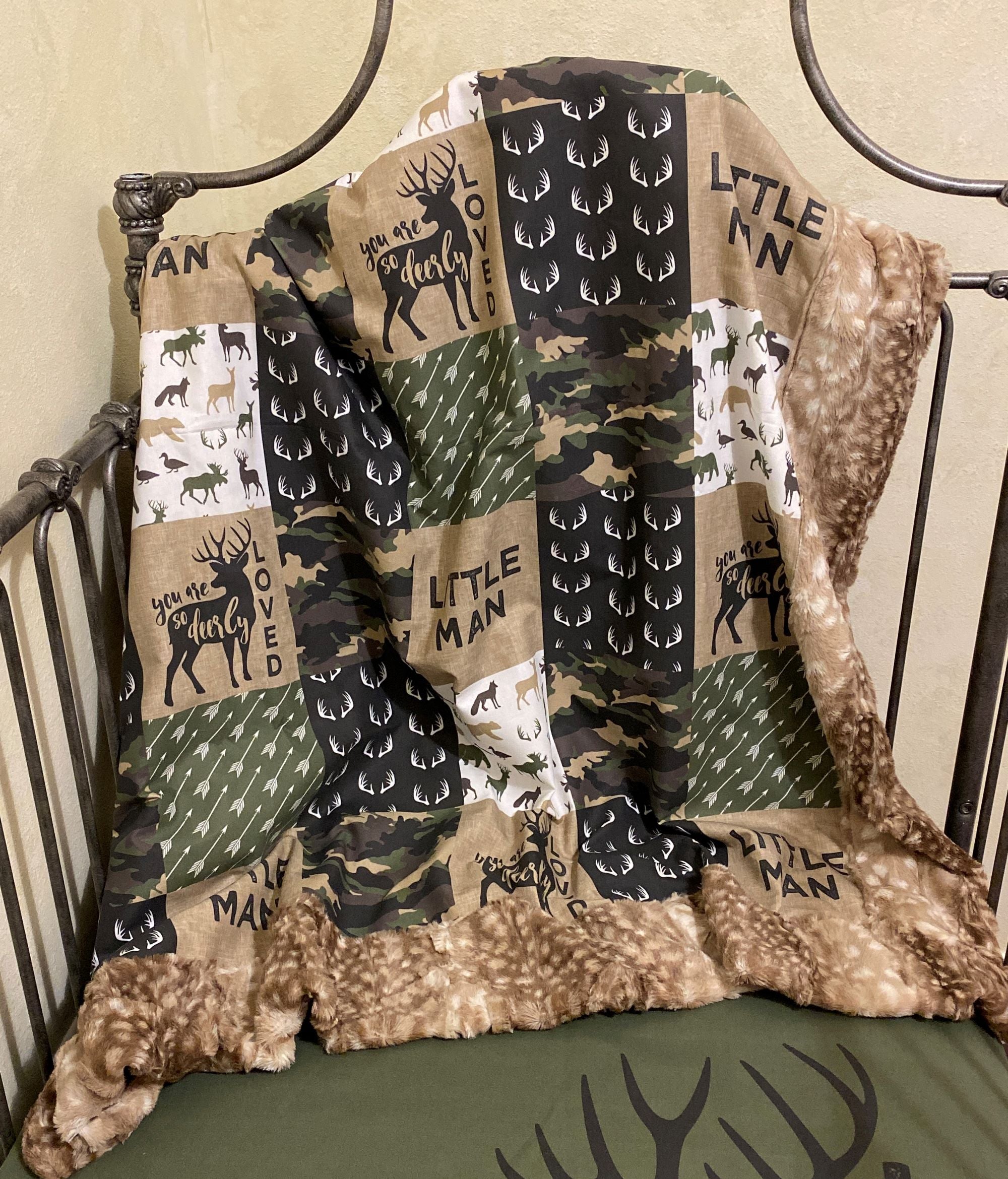 Baby Boy Woodland Crib Sheet Blanket Set- Little Man Deerly