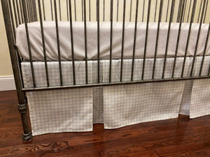 Double Pleated Gingham Crib Skirt - Blue, Pink, or Sage Green Gingham Skirt