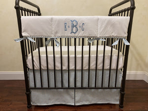 Blue Gingham and White Baby Boy Crib Bedding