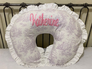 Lavender Toile Nursing Pillow Cover with Ruffle