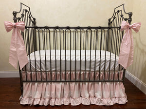 Pink Plaid with Pale Pink Baby Girl Crib Bedding, Buffalo Check Girl Baby Bedding