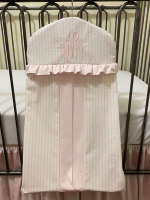 Diaper Stacker - Pink Ticking Stripes with Pale Pink
