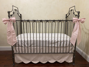 Pale Pink Ticking Stripe Baby Girl Crib Bedding