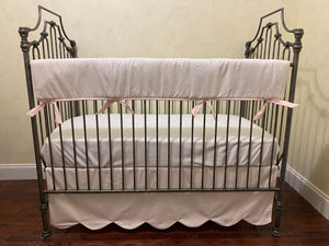Pale Pink Ticking Stripe Baby Girl Crib Bedding