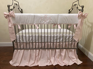 Pink Gingham and White Crib Bedding, Baby Girl Crib Bedding