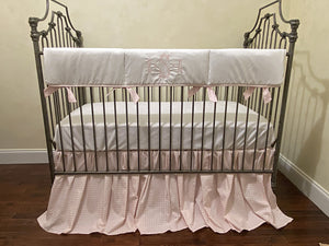 Pink Gingham and White Crib Bedding, Baby Girl Crib Bedding