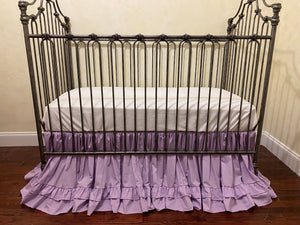 Lavender Baby Girl Crib Bedding, Crib Rail Cover, Double Ruffle Crib Skirt