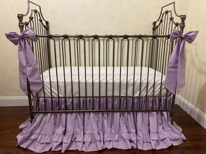 Lavender Baby Girl Crib Bedding, Crib Rail Cover, Double Ruffle Crib Skirt