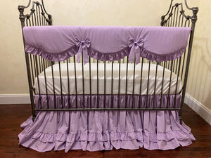 Lavender Baby Girl Crib Bedding, Crib Rail Cover, Double Ruffle Crib Skirt