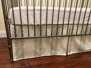 5 Colors Clarabelle Stripe Crib Skirt, Pink, Blue, Green,Tan Crib Skirt - Choose Your Style and Color