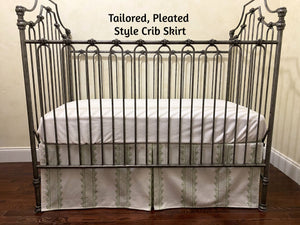 5 Colors Clarabelle Stripe Crib Skirt, Pink, Blue, Green,Tan Crib Skirt - Choose Your Style and Color