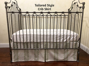 5 Colors Clarabelle Stripe Crib Skirt, Pink, Blue, Green,Tan Crib Skirt - Choose Your Style and Color