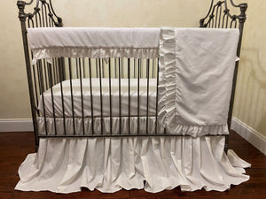White Linen Crib Bedding - Gender Neutral Baby Bedding, Girl Crib Bedding, Boy Crib Bedding