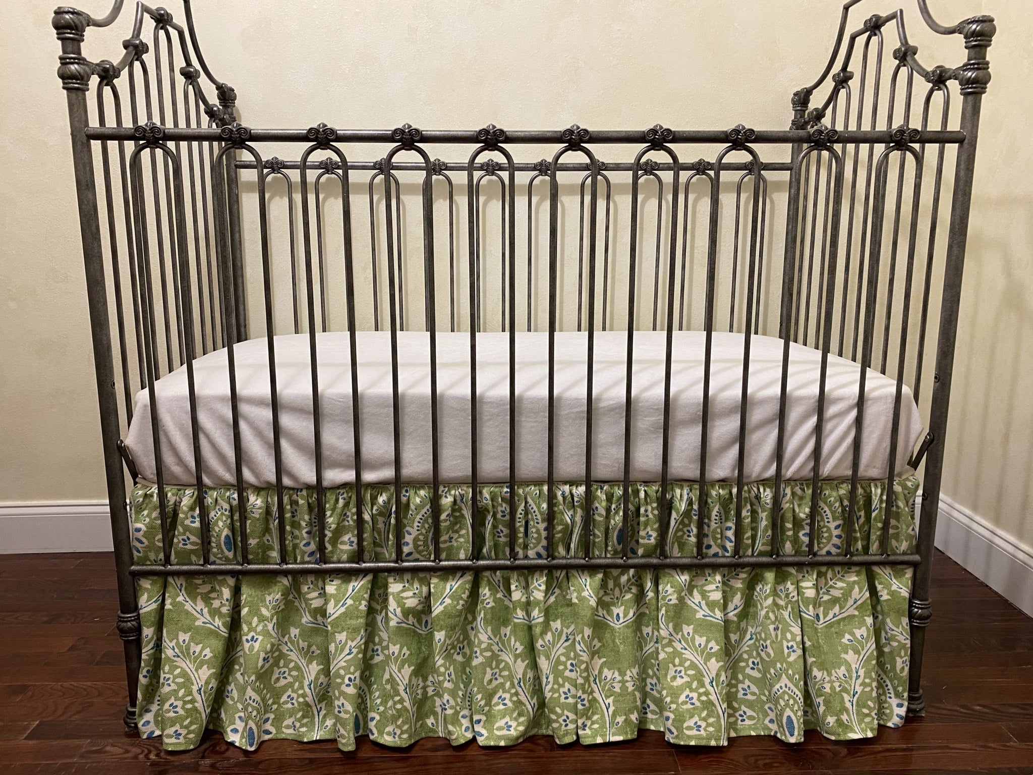 Floral Medallion Damask Gathered Crib Skirt