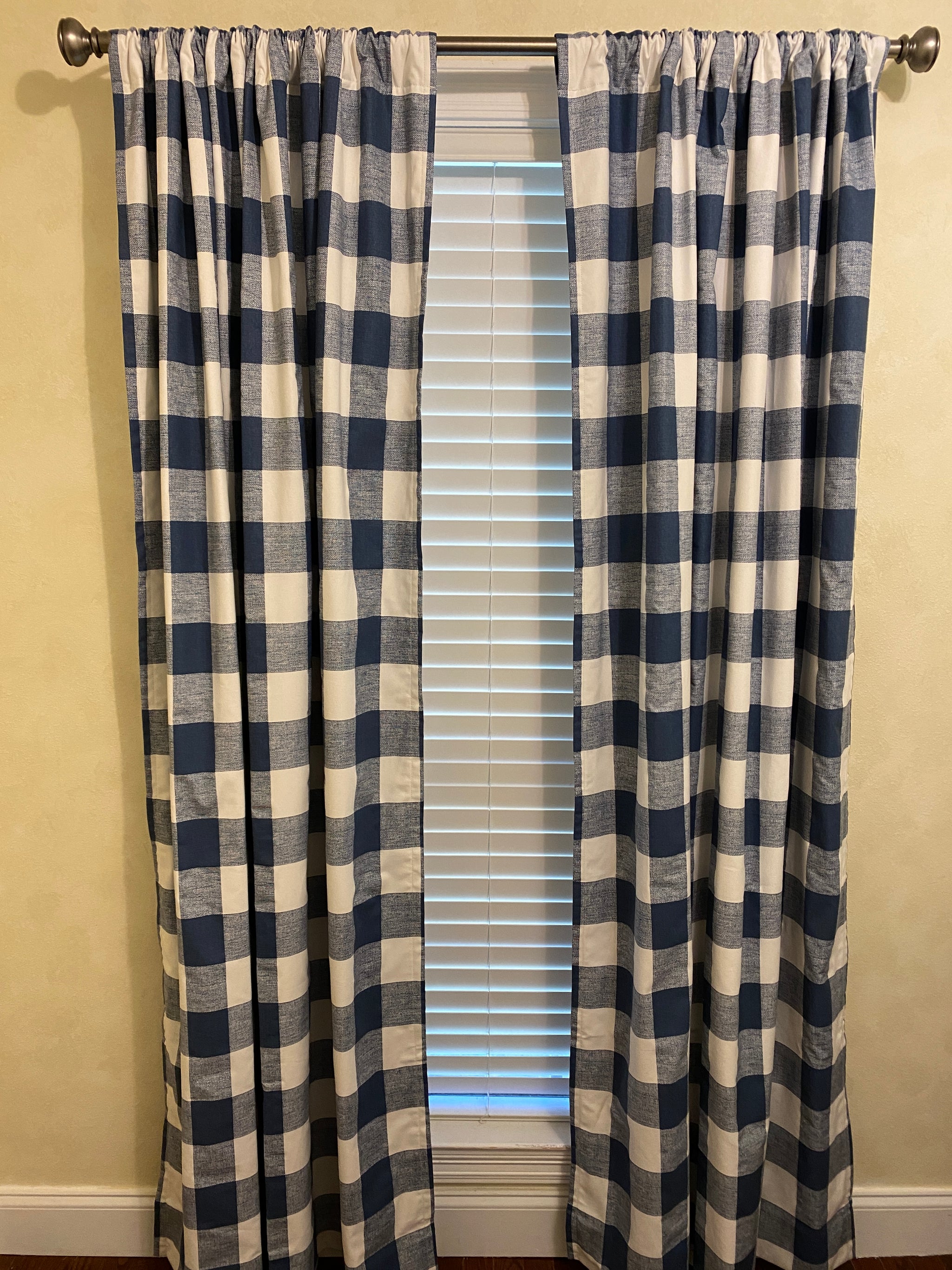 Navy Buffalo Plaid Curtain Panels