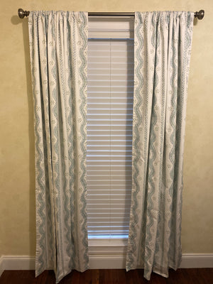 Stripes, Floral Vine Designer Curtain Panels - Choose Your Fabric