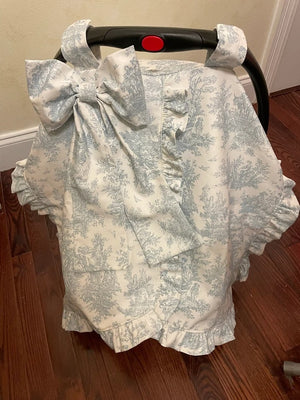 Blue Toile Car Seat Canopy