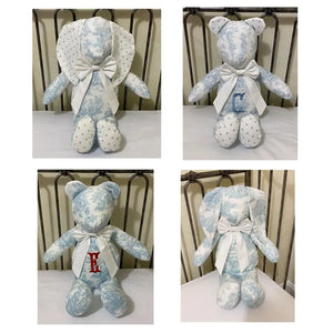 Toile Stuffed Bunny or Bear, Personalized Stuffed Animal