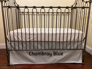 3 Colors Flat Panel Gingham Crib Skirt, Choose Your Color