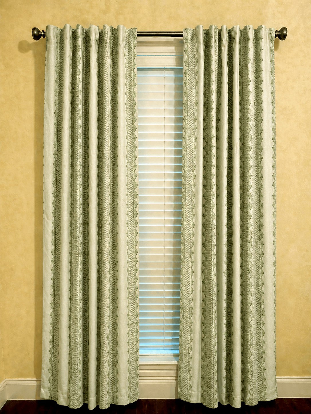 Clarabelle Stripe Curtain Panels -  Green, Blue, or Tan