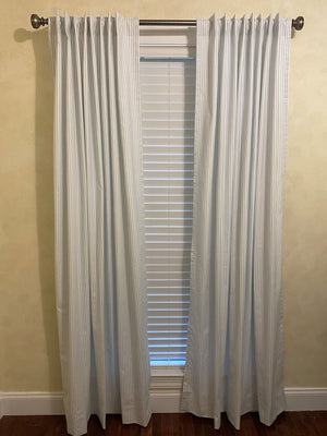 Blue Ticking Stripe Curtain Panels