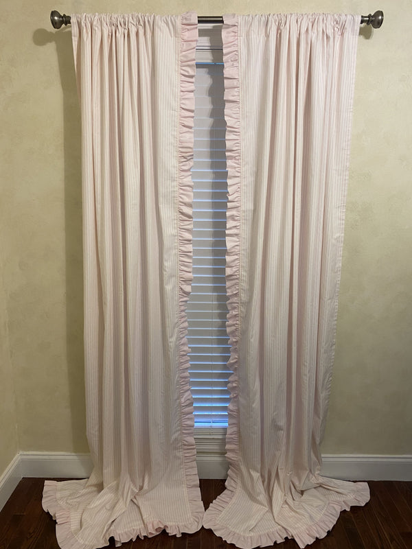 Ticking Stripe Curtains with Ruffle - Just Baby Designs