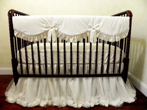 Ivory and Tulle Girl Crib Bedding - Princess Baby Bedding, Ballerina Crib Bedding, Ivory Baby Bedding