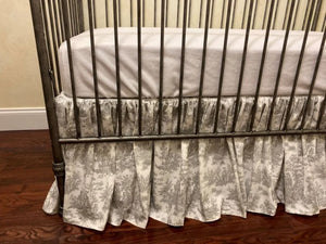 Toile Gathered Crib Skirt - Choose Your Color