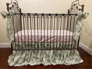 Toile Gathered Crib Skirt - Choose Your Color