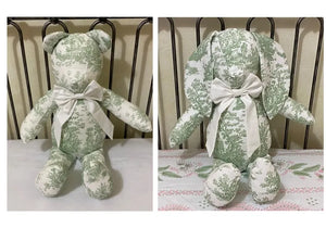 Toile Stuffed Bunny or Bear, Personalized Stuffed Animal