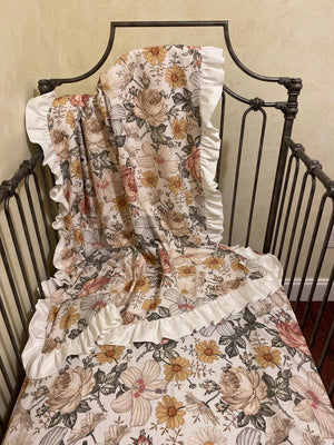 Baby Girl Vintage Floral Crib Sheet & Baby Blanket Set