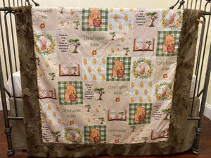 Personalized Winnie The Pooh Blanket, Crib Blanket, Baby Blanket, Minky Blanket
