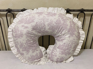 Lavender Toile Nursing Pillow Cover with Ruffle