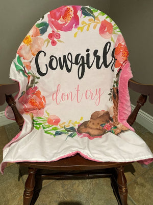 Cowgirl Crib Sheet & Blanket Set - Girl Crib Bedding, Cowgirl Boots and Flowers Crib Sheet, Personalized Blanket