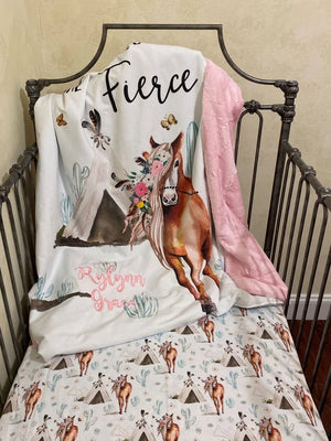 Baby Girl Boho Horse Blanket and Crib Sheet Set