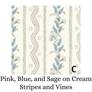 Baby Boy, Baby Girl Nursing Pillow Cover, Stripes and Vines Nursing Pillow Cover, Blue, Green, Pink Nursing Pillow Cover