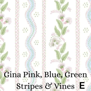 Stripes, Floral Vine Designer Curtain Panels - Choose Your Fabric