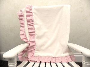 Ivory Linen and Pale Pink Baby Girl Crib Bedding, Crib Rail Cover, Gathered Crib Skirt