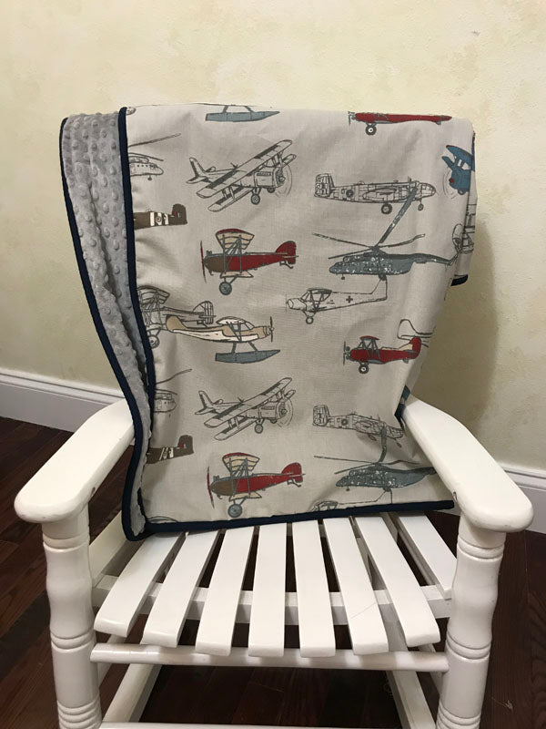 Airplane Baby Blanket, Baby Boy Blanket, Personalized Airplane Blanket