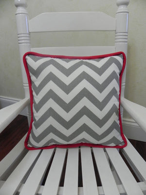 Gray Chevron with Red Accent Pillow