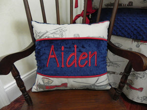 Vintage Airplane with Navy and Red Specialty Pillow