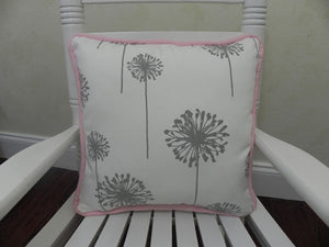 Gray Dandelion with Light Pink Accent Pillow