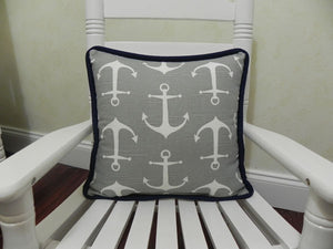 Gray Anchor with Navy Accent Pillow