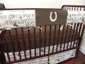 Cowboy Baby Bedding, Baby Boy Western Crib Bedding with Horse Shoe