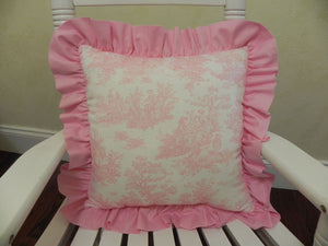 Pink Toile with Light Pink Accent Pillow