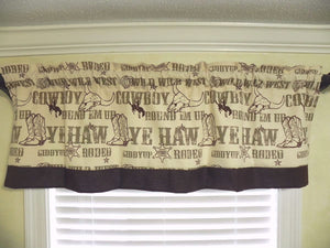 Window Valance - Western Cowboy with Brown
