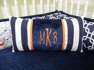 Navy Stripes with Orange Specialty Pillow