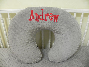 Gray Minky Dot Nursing Pillow Cover