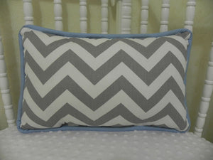 Gray Chevron with Light Blue Accent Pillow